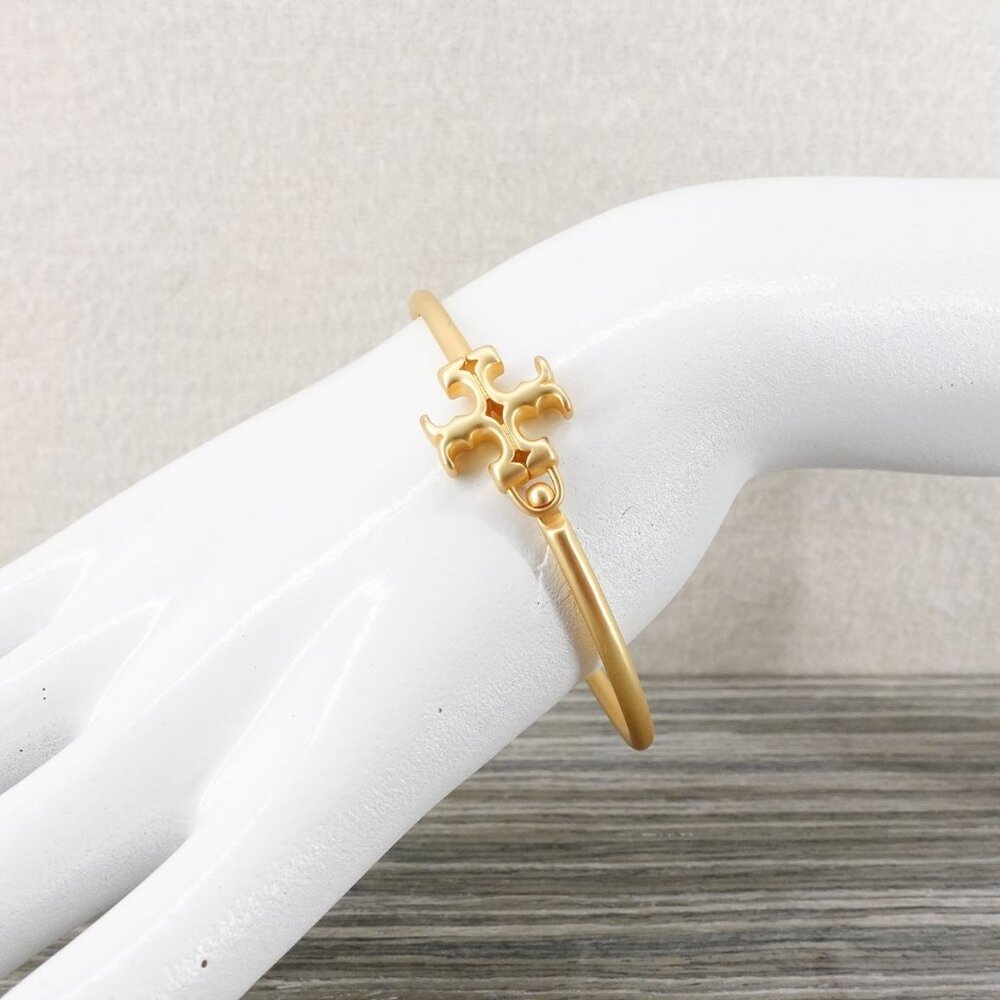 Tory Burch Eleanor Hinged Cuff Bracelet Gold OS - Picture 12 of 12
